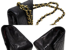 画像をギャラリービューアに読み込む, CHANEL シャネル マトラッセ25 Wフラップ Wチェーンショルダーバッグ 1番台 ラムスキン ココマーク ブラック ゴールド金具 美品 中古 4b008628