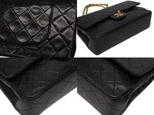 画像をギャラリービューアに読み込む, CHANEL シャネル マトラッセ25 Wフラップ Wチェーンショルダーバッグ 1番台 ラムスキン ココマーク ブラック ゴールド金具 美品 中古 4b008628