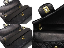 画像をギャラリービューアに読み込む, CHANEL シャネル マトラッセ25 Wフラップ Wチェーンショルダーバッグ 1番台 ラムスキン ココマーク ブラック ゴールド金具 美品 中古 4b008628