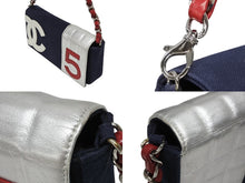 画像をギャラリービューアに読み込む, 極美品 CHANEL シャネル No.5 チョコバー チェーンワンショルダーバッグ 7番台 ココマーク キャンバス レザー シルバー金具 中古 4b008629