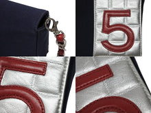 画像をギャラリービューアに読み込む, 極美品 CHANEL シャネル No.5 チョコバー チェーンワンショルダーバッグ 7番台 ココマーク キャンバス レザー シルバー金具 中古 4b008629