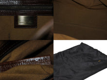 画像をギャラリービューアに読み込む, FENDI フェンディ ズッカ柄 エトニコ ハンドバッグ ブラウン ロゴ キャンバス レザー 美品 中古 4b008633