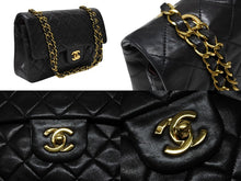 画像をギャラリービューアに読み込む, 極美品 CHANEL シャネル マトラッセ25 Wフラップ Wチェーンショルダーバッグ 2番台 ラムスキン ココマーク ブラック ゴールド金具 中古 4b008634