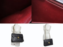 画像をギャラリービューアに読み込む, CHANEL シャネル デカマトラッセ33 Sフラップ Wチェーンショルダーバッグ ラムスキン ココマーク ブラック 美品 中古 4b008635