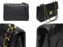 画像をギャラリービューアに読み込む, CHANEL シャネル デカマトラッセ33 Sフラップ Wチェーンショルダーバッグ ラムスキン ココマーク ブラック 美品 中古 4b008635