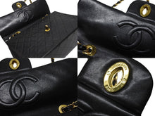 画像をギャラリービューアに読み込む, CHANEL シャネル デカマトラッセ33 Sフラップ Wチェーンショルダーバッグ ラムスキン ココマーク ブラック 美品 中古 4b008635
