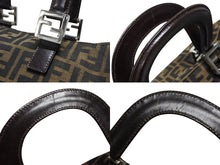 画像をギャラリービューアに読み込む, FENDI フェンディ ハンドバッグ トートバッグ ズッカ柄 26329 キャンバス レザー ブラウン シルバー金具 美品 中古 4b008638