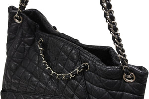CHANEL シャネル 2.55 マルチポケット チェーンショルダー トートバッグ 13番台 ブラック カーフスキン シルバー金具 美品 中古 4b008641
