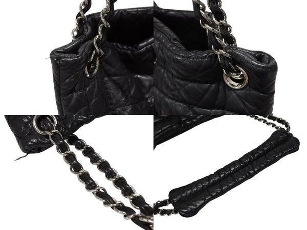 CHANEL シャネル 2.55 マルチポケット チェーンショルダー トートバッグ 13番台 ブラック カーフスキン シルバー金具 美品 中古 4b008641