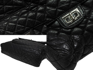CHANEL シャネル 2.55 マルチポケット チェーンショルダー トートバッグ 13番台 ブラック カーフスキン シルバー金具 美品 中古 4b008641