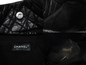 CHANEL シャネル 2.55 マルチポケット チェーンショルダー トートバッグ 13番台 ブラック カーフスキン シルバー金具 美品 中古 4b008641