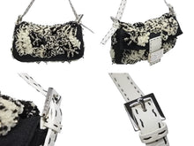 画像をギャラリービューアに読み込む, 極美品 FENDI フェンディ フローラルエンブロイダリー マンマバケット セレリア ショルダーバッグ 8BR101-038 ラインストーン ブラック ホワイト 中古 4b008644