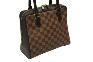 極美品 LOUIS VUITTON ルイヴィトン ハンドバッグ ブレラ ダミエ エベヌ N51150 ゴールド金具 ブラウン 中古 4b008648