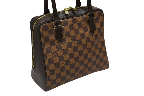 極美品 LOUIS VUITTON ルイヴィトン ハンドバッグ ブレラ ダミエ エベヌ N51150 ゴールド金具 ブラウン 中古 4b008648