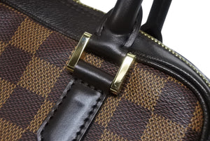極美品 LOUIS VUITTON ルイヴィトン ハンドバッグ ブレラ ダミエ エベヌ N51150 ゴールド金具 ブラウン 中古 4b008648