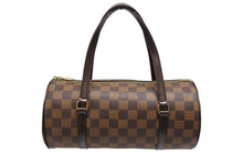 画像をギャラリービューアに読み込む, LOUIS VUITTON ルイヴィトン ダミエ エベヌ パピヨンPM ハンドバッグ N51304 筒型 ドラム型 ブラウン ゴールド金具 美品 中古 4b008649