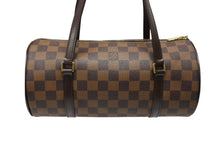 画像をギャラリービューアに読み込む, LOUIS VUITTON ルイヴィトン ダミエ エベヌ パピヨンPM ハンドバッグ N51304 筒型 ドラム型 ブラウン ゴールド金具 美品 中古 4b008649