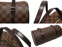 画像をギャラリービューアに読み込む, LOUIS VUITTON ルイヴィトン ダミエ エベヌ パピヨンPM ハンドバッグ N51304 筒型 ドラム型 ブラウン ゴールド金具 美品 中古 4b008649