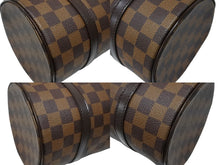 画像をギャラリービューアに読み込む, LOUIS VUITTON ルイヴィトン ダミエ エベヌ パピヨンPM ハンドバッグ N51304 筒型 ドラム型 ブラウン ゴールド金具 美品 中古 4b008649