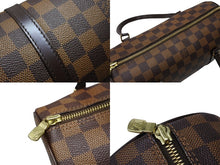 画像をギャラリービューアに読み込む, LOUIS VUITTON ルイヴィトン ダミエ エベヌ パピヨンPM ハンドバッグ N51304 筒型 ドラム型 ブラウン ゴールド金具 美品 中古 4b008649