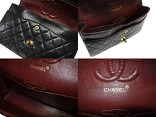 画像をギャラリービューアに読み込む, CHANEL シャネル マトラッセ25 Wフラップ Wチェーンショルダーバッグ 1番台 ラムスキン ココマーク ブラック ゴールド金具 美品 中古 4b008651