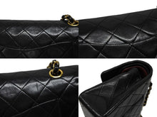 画像をギャラリービューアに読み込む, CHANEL シャネル マトラッセ25 Wフラップ Wチェーンショルダーバッグ 1番台 ラムスキン ココマーク ブラック ゴールド金具 美品 中古 4b008651