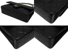 画像をギャラリービューアに読み込む, CHANEL シャネル マトラッセ25 Wフラップ Wチェーンショルダーバッグ 1番台 ラムスキン ココマーク ブラック ゴールド金具 美品 中古 4b008651