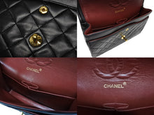 画像をギャラリービューアに読み込む, CHANEL シャネル マトラッセ25 Wフラップ Wチェーンショルダーバッグ ラムスキン ココマーク ブラック ゴールド金具 美品 中古 4b008652