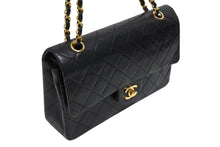 画像をギャラリービューアに読み込む, CHANEL シャネル マトラッセ25 Wフラップ Wチェーンショルダーバッグ ラムスキン ココマーク ブラック ゴールド金具 美品 中古 4b008652