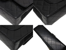 画像をギャラリービューアに読み込む, CHANEL シャネル マトラッセ25 Wフラップ Wチェーンショルダーバッグ ラムスキン ココマーク ブラック ゴールド金具 美品 中古 4b008652