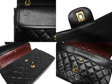 画像をギャラリービューアに読み込む, CHANEL シャネル マトラッセ25 Wフラップ Wチェーンショルダーバッグ ラムスキン ココマーク ブラック ゴールド金具 美品 中古 4b008652