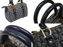 画像をギャラリービューアに読み込む, Christian Dior クリスチャンディオール ハンドバッグ ミニボストンバッグ キャンバス レザー トロッター柄 ネイビー ゴールド金具 美品 中古 4b008655