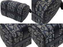 画像をギャラリービューアに読み込む, Christian Dior クリスチャンディオール ハンドバッグ ミニボストンバッグ キャンバス レザー トロッター柄 ネイビー ゴールド金具 美品 中古 4b008655