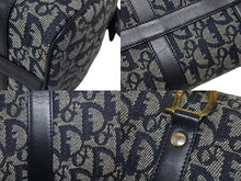 画像をギャラリービューアに読み込む, Christian Dior クリスチャンディオール ハンドバッグ ミニボストンバッグ キャンバス レザー トロッター柄 ネイビー ゴールド金具 美品 中古 4b008655