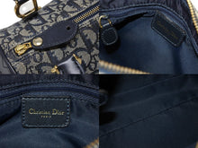 画像をギャラリービューアに読み込む, Christian Dior クリスチャンディオール ハンドバッグ ミニボストンバッグ キャンバス レザー トロッター柄 ネイビー ゴールド金具 美品 中古 4b008655