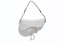 画像をギャラリービューアに読み込む, Christian Dior クリスチャンディオール サドル ワンショルダーバッグ ガリアーノ期 ホワイト レザー シルバー金具 美品 中古 4b008656