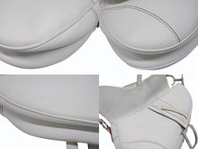 画像をギャラリービューアに読み込む, Christian Dior クリスチャンディオール サドル ワンショルダーバッグ ガリアーノ期 ホワイト レザー シルバー金具 美品 中古 4b008656