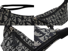 画像をギャラリービューアに読み込む, Christian Dior クリスチャンディオール ワンショルダーバッグ トロッター キャンバス レザー ブラック グレー 美品 中古 4b008659