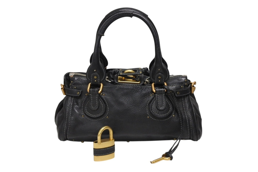 Chloe クロエ ハンドバッグ パディントン ワンショルダーバッグ ブラック レザー B19FG0 ゴールド金具 美品 中古 4b008661