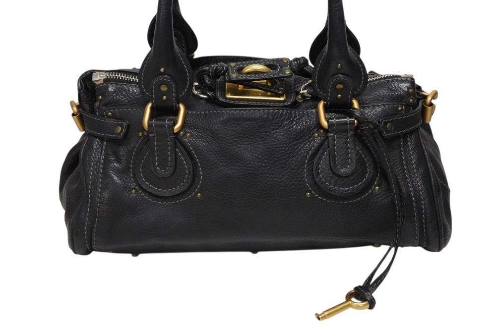 Chloe クロエ ハンドバッグ パディントン ワンショルダーバッグ ブラック レザー B19FG0 ゴールド金具 美品 中古 4b008661
