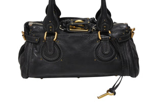 Chloe クロエ ハンドバッグ パディントン ワンショルダーバッグ ブラック レザー B19FG0 ゴールド金具 美品 中古 4b008661