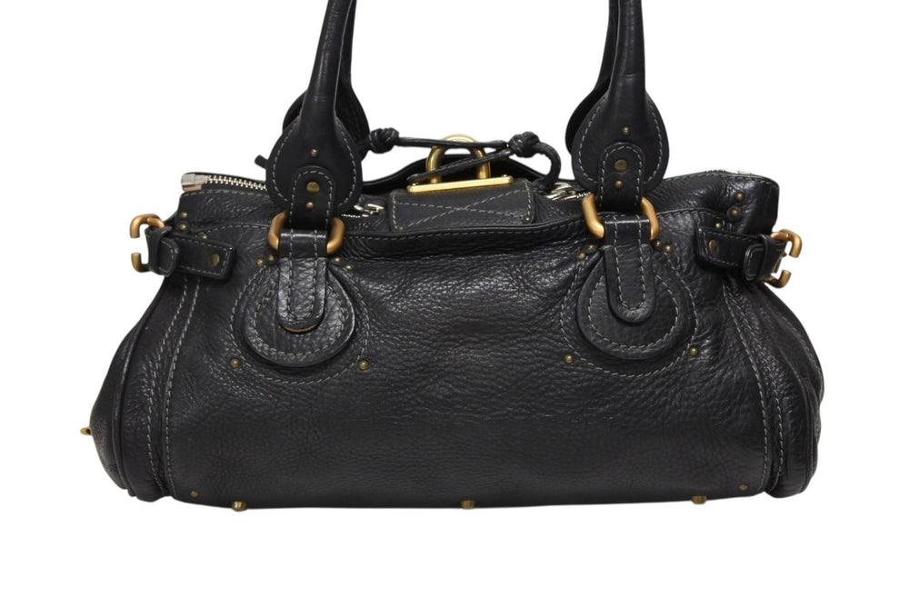 Chloe クロエ ハンドバッグ パディントン ワンショルダーバッグ ブラック レザー B19FG0 ゴールド金具 美品 中古 4b008661