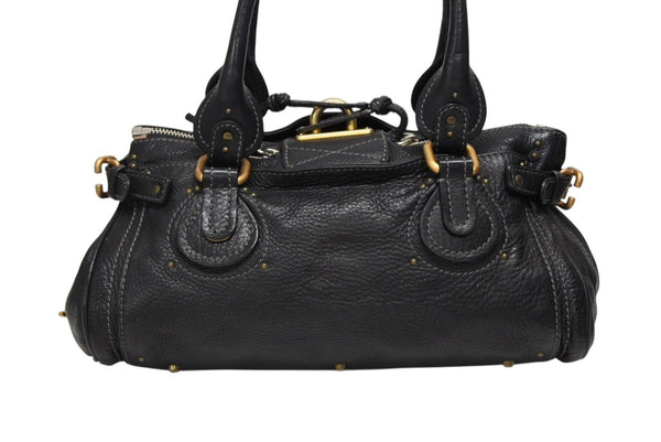 Chloe クロエ ハンドバッグ パディントン ワンショルダーバッグ ブラック レザー B19FG0 ゴールド金具 美品 中古 4b008661