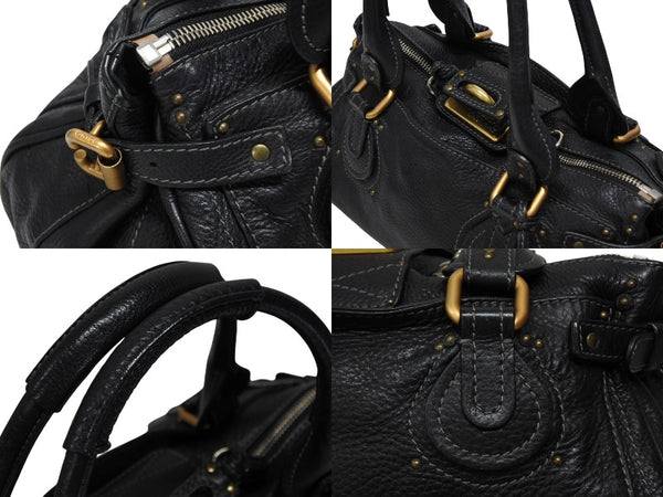 Chloe クロエ ハンドバッグ パディントン ワンショルダーバッグ ブラック レザー B19FG0 ゴールド金具 美品 中古 4b008661