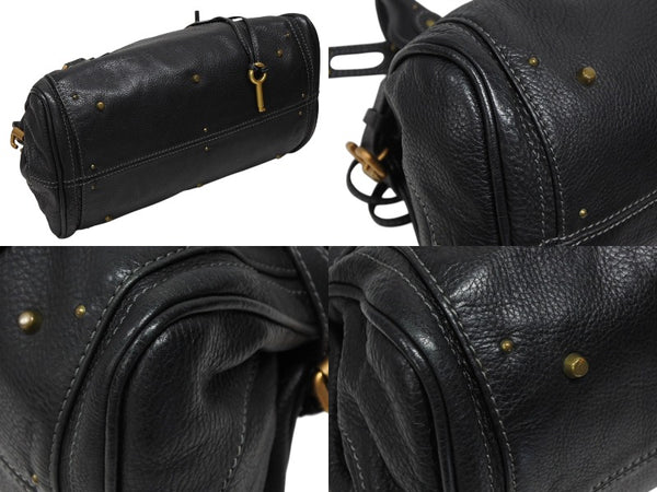 Chloe クロエ ハンドバッグ パディントン ワンショルダーバッグ ブラック レザー B19FG0 ゴールド金具 美品 中古 4b008661