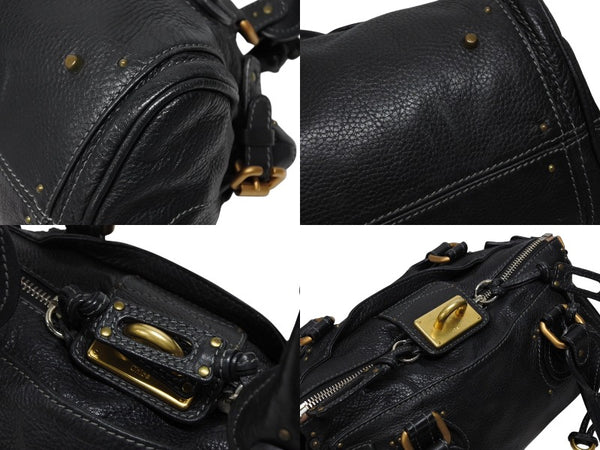 Chloe クロエ ハンドバッグ パディントン ワンショルダーバッグ ブラック レザー B19FG0 ゴールド金具 美品 中古 4b008661