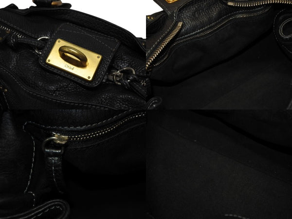 Chloe クロエ ハンドバッグ パディントン ワンショルダーバッグ ブラック レザー B19FG0 ゴールド金具 美品 中古 4b008661