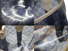 画像をギャラリービューアに読み込む, CELINE セリーヌ トートバッグ ハンドバッグ マカダム柄 ブルー ブラウン PVC レザー ビニール 美品 中古 4b008663