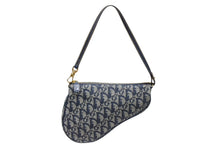 画像をギャラリービューアに読み込む, CHRISTIAN DIOR クリスチャンディオール トロッター サドルバッグ ワンショルダーバッグ サドルポーチ ネイビー 美品 中古 4b008665