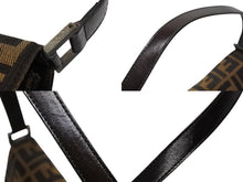 画像をギャラリービューアに読み込む, FENDI フェンディ ズッカ柄 マンマバケット 30cm ハンドバッグ ワンショルダーバッグ コットンキャンバス レザー ブラウン 美品 中古 4b008668